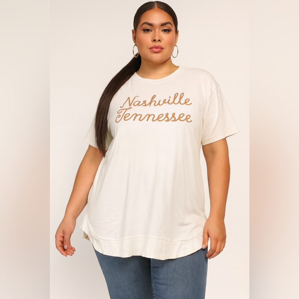 The Nash Collection, Nashville TN short sleeve tee. Raised brown script.LL